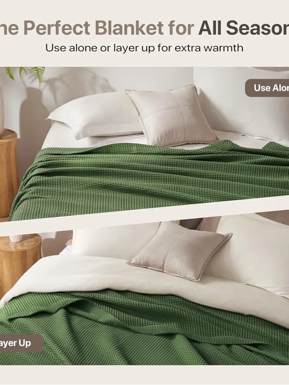 Madison Park Olive Green Cotton Waffle Weave Twin Blanket Lightweight NWT